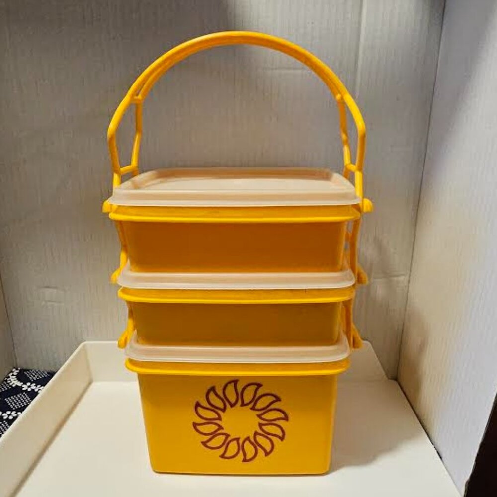 VINTAGE Tupperware Stacking Containers  -  Lunch Picnic 1970s
